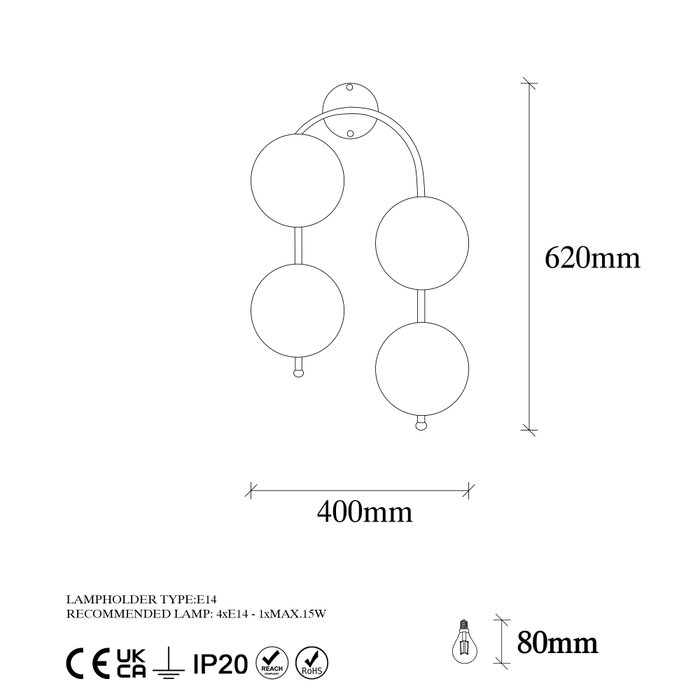 Opviq Jewel - 10595 Lámpara de pared moderna e industrial Negro y Crema